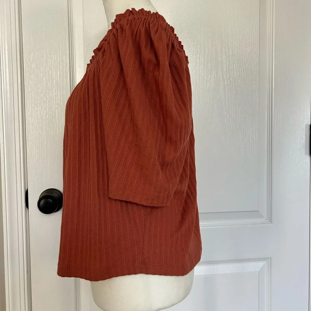 Madewell Rust Off-Shoulder Pullover Top - Picture 2 of 9